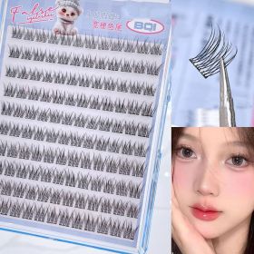 10 Rows of Large Capacity Glue-free False Eyelashes Single Cluster 10-12MM C-curled Natural Self-adhesive false Eyelashes (Color: B7694)