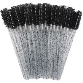 Eyelash Extension Disposable Eyebrow brush Mascara Wand Applicator Spoolers Eye Lashes Cosmetic Brushes Set makeup tools (Color: Black, Brush Material: 50Pcs)