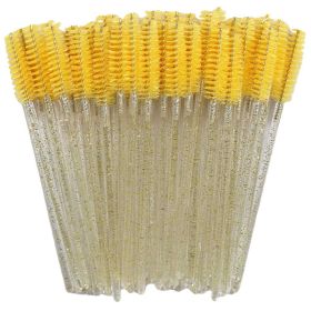 Eyelash Extension Disposable Eyebrow brush Mascara Wand Applicator Spoolers Eye Lashes Cosmetic Brushes Set makeup tools (Color: yellow, Brush Material: 50Pcs)