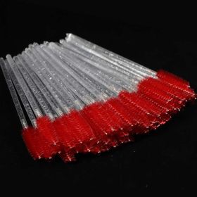 Eyelash Extension Disposable Eyebrow brush Mascara Wand Applicator Spoolers Eye Lashes Cosmetic Brushes Set makeup tools (Color: clear Red, Brush Material: 50Pcs)