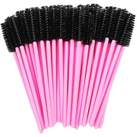 Eyelash Extension Disposable Eyebrow brush Mascara Wand Applicator Spoolers Eye Lashes Cosmetic Brushes Set makeup tools (Color: Pink Black, Brush Material: 50Pcs)