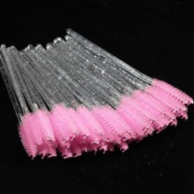 Eyelash Extension Disposable Eyebrow brush Mascara Wand Applicator Spoolers Eye Lashes Cosmetic Brushes Set makeup tools (Color: clear Pink, Brush Material: 50Pcs)