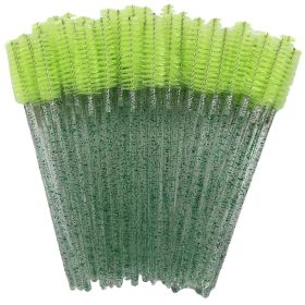 Eyelash Extension Disposable Eyebrow brush Mascara Wand Applicator Spoolers Eye Lashes Cosmetic Brushes Set makeup tools (Color: Green, Brush Material: 50Pcs)