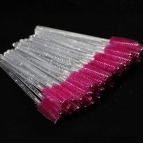 Eyelash Extension Disposable Eyebrow brush Mascara Wand Applicator Spoolers Eye Lashes Cosmetic Brushes Set makeup tools (Color: clear Rose, Brush Material: 50Pcs)