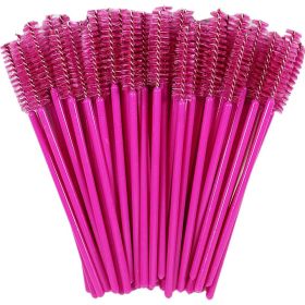 Eyelash Extension Disposable Eyebrow brush Mascara Wand Applicator Spoolers Eye Lashes Cosmetic Brushes Set makeup tools (Color: All Rose Red, Brush Material: 50Pcs)