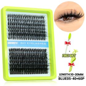 GROINNEYA Lash Cluster 5D Fluffy Thick Eyelash Clusters D Curl Wispy Individual Lashes Mix Eyelash Extensions Lash Makeup (Color: 40-60P--BLUE05)