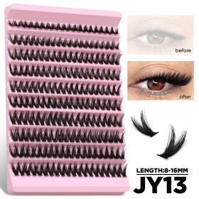 GROINNEYA Lash Cluster 5D Fluffy Thick Eyelash Clusters D Curl Wispy Individual Lashes Mix Eyelash Extensions Lash Makeup (Color: LASH-JY13)