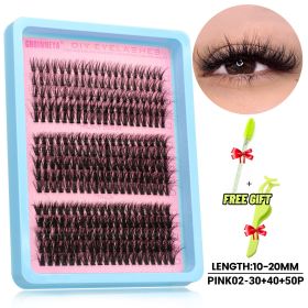 GROINNEYA Lash Cluster 5D Fluffy Thick Eyelash Clusters D Curl Wispy Individual Lashes Mix Eyelash Extensions Lash Makeup (Color: 30-40-50P--PINK02)