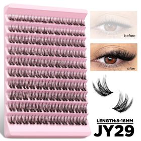 GROINNEYA Lash Cluster 5D Fluffy Thick Eyelash Clusters D Curl Wispy Individual Lashes Mix Eyelash Extensions Lash Makeup (Color: LASH-JY29)