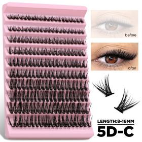GROINNEYA Lash Cluster 5D Fluffy Thick Eyelash Clusters D Curl Wispy Individual Lashes Mix Eyelash Extensions Lash Makeup (Color: LASH-50DC)
