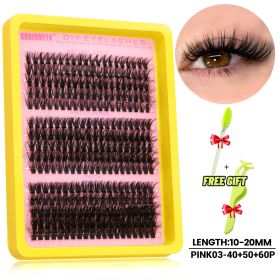 GROINNEYA Lash Cluster 5D Fluffy Thick Eyelash Clusters D Curl Wispy Individual Lashes Mix Eyelash Extensions Lash Makeup (Color: 40-50-60P--PINK03)