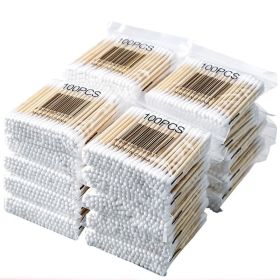 100pcs Disposable Double-ended Cotton Swabs for Ear Cleaning and Makeup Removal (Color: 1bag)