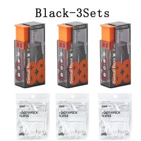 10Sets Portable Floss Holder Automatic Ejectable Includes 10Pcs Floss Organizer Press-on Carry-on Disposable Flossing Sticks (Color: Black-3Sets)