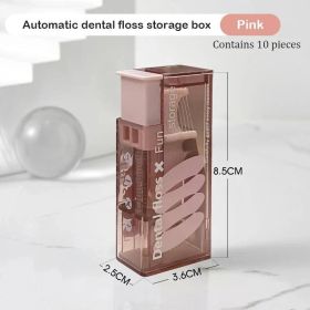 10Sets Portable Floss Holder Automatic Ejectable Includes 10Pcs Floss Organizer Press-on Carry-on Disposable Flossing Sticks (Color: Pink-1PC)
