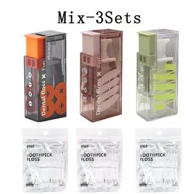 10Sets Portable Floss Holder Automatic Ejectable Includes 10Pcs Floss Organizer Press-on Carry-on Disposable Flossing Sticks (Color: Mix-3Sets)