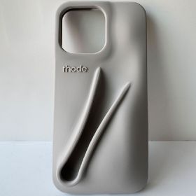 Rhode Autumn New Edition DIY Lipstick Lip Holder Soft Silicone Case for IPhone 16 15 14 13 12 11 Pro Max Plus Phone Stand Cover (Net-weight: For iPhone 11 Pro, Color: 9 Gray)