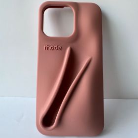 Rhode Autumn New Edition DIY Lipstick Lip Holder Soft Silicone Case for IPhone 16 15 14 13 12 11 Pro Max Plus Phone Stand Cover (Net-weight: For iPhone 12 12Pro, Color: 4 Lotus root)