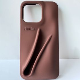 Rhode Autumn New Edition DIY Lipstick Lip Holder Soft Silicone Case for IPhone 16 15 14 13 12 11 Pro Max Plus Phone Stand Cover (Net-weight: For 12 13 ProMax, Color: 2 Dark brown)