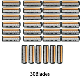 3-layer Manual Classic Razor Men Replacement Blade Shaver Shaving Safety Razor Facial Care Shaving Blades (Color: 30 blades)