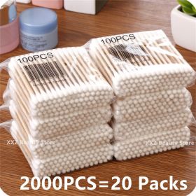 100/500/1000/2000pcs Double Head Women Makeup Cotton Buds Tip Cotton Swab For Wood Sticks Nose Ears Cleaning Health Care Tools (Color: 2000pcs)