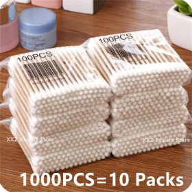 100/500/1000/2000pcs Double Head Women Makeup Cotton Buds Tip Cotton Swab For Wood Sticks Nose Ears Cleaning Health Care Tools (Color: 1000pcs)