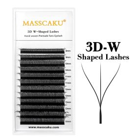 MASSCAKU W Shape 3D 4D 5D Premade Volume Easy Fans Nature Soft Light Individual Lashes Clover Bloom False Eyelashes Extension (Color: 3D W Shape, Curl, Thickness, Length: D, 0.07mm, 11mm)