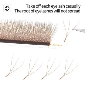 Brown W Shaped 2D 3D 4D YY Bloom Automatic Flowering Premade Fans Eyelashes Extensions Natural Soft Light Individual Lashes (Color: Brown 3D, Curl, Length: C, 12mm)