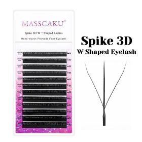 Customized Private Logo Fast Grafting Multi-texture Premade Volume Fans Eyelash 0.07mm Easy Fanning W Clover Lashes Makeup Tools (Color: Spike 3D W Eyelash, Curl, Thickness, Length: D, 0.07mm, 13mm)