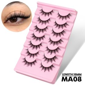 GROINNEYA 3D Volume Faux Mink Eyelashes Manga Lashes Cross Wispy Soft Extension Perfect for Daily & Makeup Use (Color: 7 pairs-MA08)