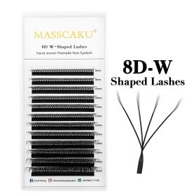 Customized Private Logo Fast Grafting Multi-texture Premade Volume Fans Eyelash 0.07mm Easy Fanning W Clover Lashes Makeup Tools (Color: 8D W Shape, Curl, Thickness, Length: C, 0.07mm, 15mm)