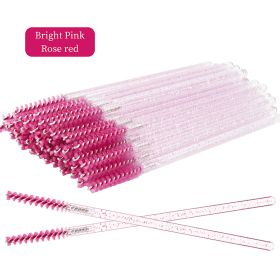 NEW 50Pcs Makeup Eyelash Brushes Disposable Crystal Eyebrow brush Diamond Handle Mascara Wand Applicator Lashes Extension Tools (Color: AA279-03, Brush Material: Nylon)