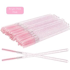 NEW 50Pcs Makeup Eyelash Brushes Disposable Crystal Eyebrow brush Diamond Handle Mascara Wand Applicator Lashes Extension Tools (Color: AA279-02, Brush Material: Nylon)