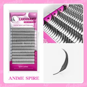 LAKANAKU Manga Anime Spire Eyelashes Extension Feather Shape 0.07mm C/D/CC Curl Mix 8-15mm 9-13mm Cashmere Premade Fan Eyelashes (Color: Spire Lash, Curl, Thickness, Length: C, 0.07mm, MIX9-13mm)
