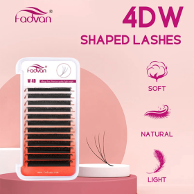 FADVAN 4D W Shaped C/D Curl Eyelash Extension Premade Volume Fans Soft Gradient Mink Easy Embellish Natural False Eyelashes (Length: 812MIX, Curl: C)