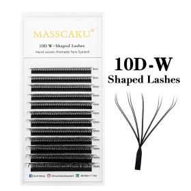 Customized Private Logo Fast Grafting Multi-texture Premade Volume Fans Eyelash 0.07mm Easy Fanning W Clover Lashes Makeup Tools (Color: 10D W Shape, Curl, Thickness, Length: C, 0.07mm, 10mm)