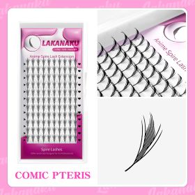 LAKANAKU Manga Anime Spire Eyelashes Extension Feather Shape 0.07mm C/D/CC Curl Mix 8-15mm 9-13mm Cashmere Premade Fan Eyelashes (Color: Pteris Lash, Curl, Thickness, Length: CC, 0.07mm, MIX9-13mm)