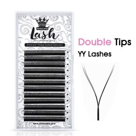 Hot Selling Masscaku YY Shape Eyelash Extensions Premade Volume Fans Natural Soft Lashes W Style Comfortable False Eyelashes (Color: Black Double Tips YY, Curl, Thickness, Length: D, 0.05mm, 8mm)