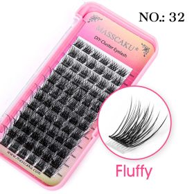 MASSCAKU DIY Cluster Eyelash Extension Segmented False Bundles Eyelashes 72Volume Natural Russian Faux Mink Makeup Lashes (Color: 32, Curl, Thickness, Length: D, 0.07mm, MIX)