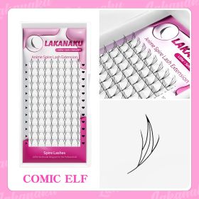 LAKANAKU Manga Anime Spire Eyelashes Extension Feather Shape 0.07mm C/D/CC Curl Mix 8-15mm 9-13mm Cashmere Premade Fan Eyelashes (Color: Elf Lash, Curl, Thickness, Length: D, 0.07mm, 15mm)