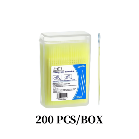 200 pcs /box Double-ended Disposable Dental Floss Toothbrush Toothpick Oral Hygiene Care Family Boxed Portable Set (Color: Yellow 1Box)