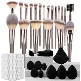 3-20PCS Makeup Brushes Set Eyeshadow Fluffy Foundation Concealer Blush Highlighter Storage Box Female Cosmetics Beauty Tools (Handle Color: Ccc)
