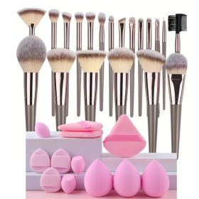 3-20PCS Makeup Brushes Set Eyeshadow Fluffy Foundation Concealer Blush Highlighter Storage Box Female Cosmetics Beauty Tools (Handle Color: B-K)