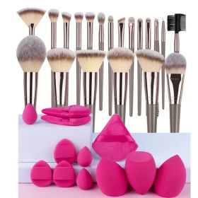 3-20PCS Makeup Brushes Set Eyeshadow Fluffy Foundation Concealer Blush Highlighter Storage Box Female Cosmetics Beauty Tools (Handle Color: R-R)