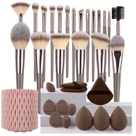 3-20PCS Makeup Brushes Set Eyeshadow Fluffy Foundation Concealer Blush Highlighter Storage Box Female Cosmetics Beauty Tools (Handle Color: Bbb)