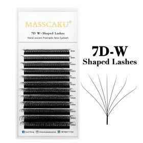 MASSCAKU 12Lines Premium Mink 3D 4D 5D 6D Pre-made False Eyelash W Shape Soft and Natural Individual Lash Extension Supplies (Color: 7D W Shape, Curl, Thickness, Length: D, 0.07mm, 10mm)