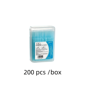 200 pcs /box Double-ended Disposable Dental Floss Toothbrush Toothpick Oral Hygiene Care Family Boxed Portable Set (Color: Blue 1Box)