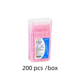 200 pcs /box Double-ended Disposable Dental Floss Toothbrush Toothpick Oral Hygiene Care Family Boxed Portable Set (Color: Pink 1Box)