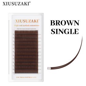 XIUSUZAKI Brown Grey Flat Eyelash Extensions Split Tips Soft Natural Light Charcoal Ellipse Flat Lash Extensions Supplies Shop (Color: Ellipse Brown, Curl, Thickness, Length: C, 0.15MM, 13mm)