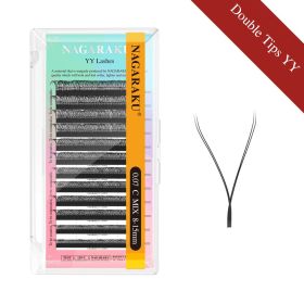 NAGARAKU YY Shape Double/Three Split Tips Triple Top Interlaced Root Eyelash Extensions Eyelashes (Color: Double Tips YY, Curl, Thickness, Length: L, 0.10mm, 13mm)