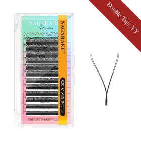 NAGARAKU YY Shape Double/Three Split Tips Triple Top Interlaced Root Eyelash Extensions Eyelashes (Color: Double Tips YY, Curl, Thickness, Length: C, 0.10mm, 8mm)